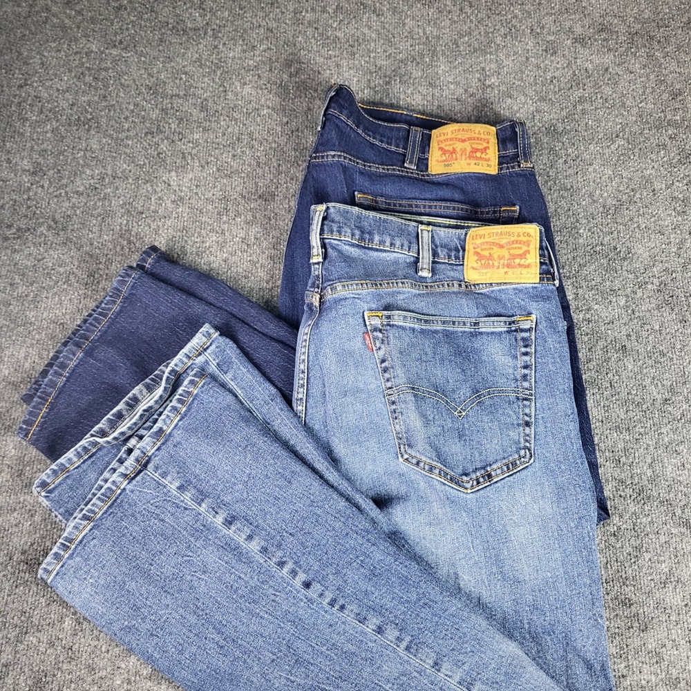 Lot of 2 Levi's Mens Jeans 505 Regular & 527 Slim Bootcut Blue 42x30 W42 L30